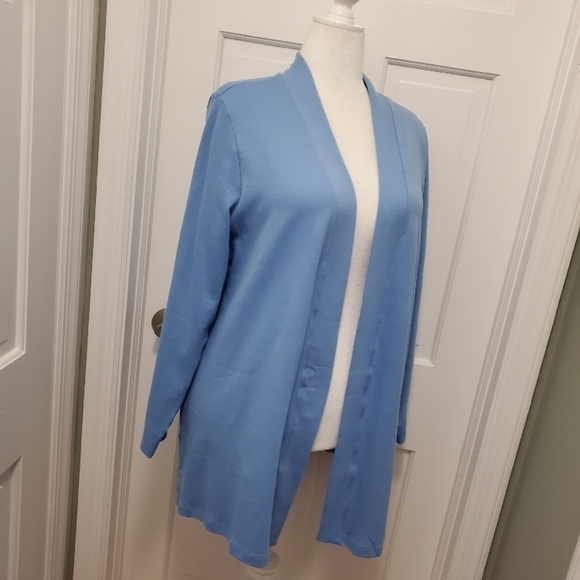 Isaac Mizrahi Light Blue Open Front Cardigan midlength Size 1X, casual comfy - Picture 5 of 10
